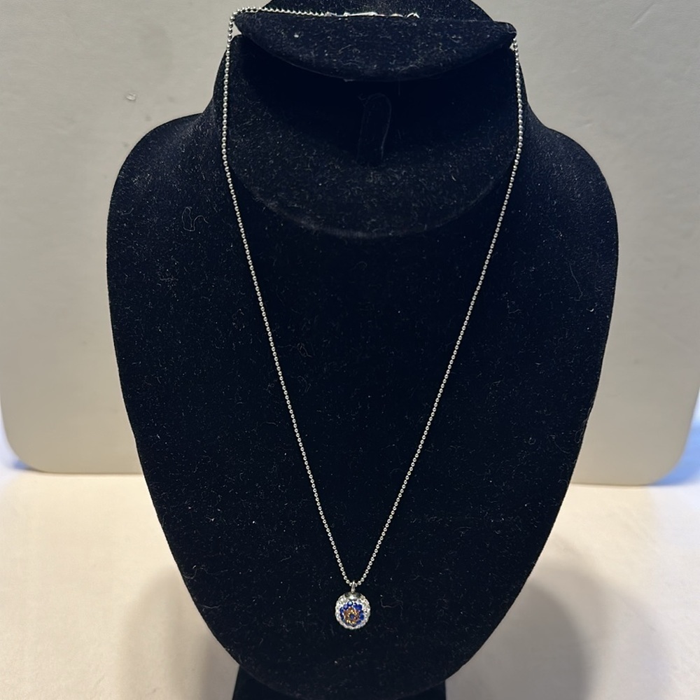 18 karat gold plate 16.5” chain with evil eye crystal pendant